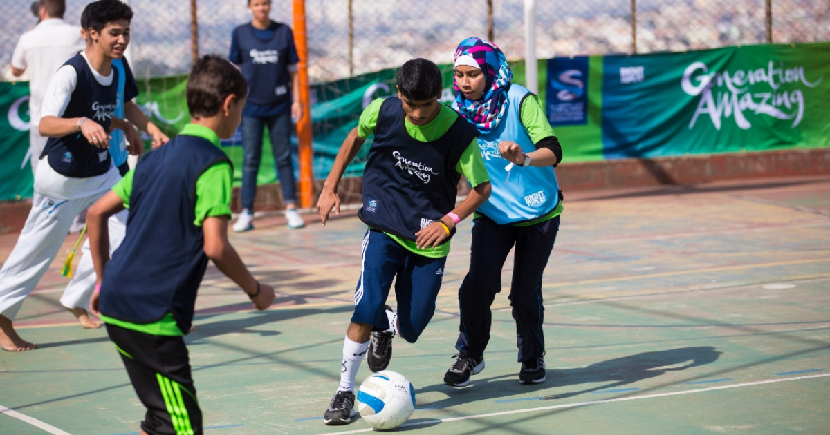 Young footballers take part in Generation Amazing event.